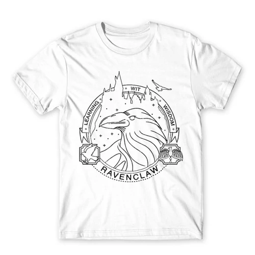 Fehér Harry Potter férfi rövid ujjú póló - Ravenclaw Lineart
