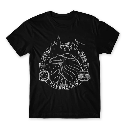 Fekete Harry Potter férfi rövid ujjú póló - Ravenclaw Lineart