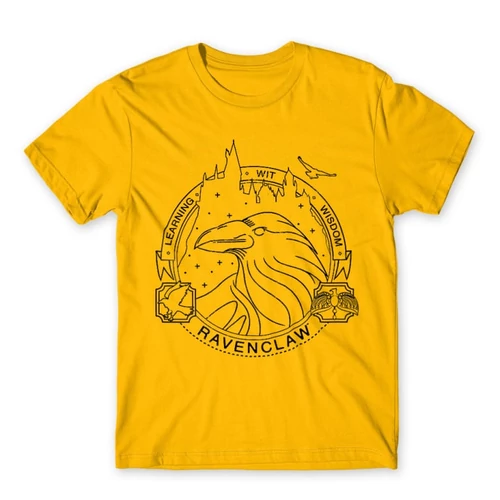 Sárga Harry Potter férfi rövid ujjú póló - Ravenclaw Lineart
