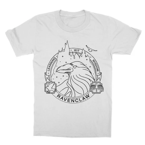 Fehér Harry Potter gyerek rövid ujjú póló - Ravenclaw Lineart