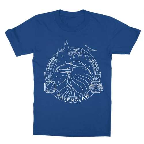 Királykék Harry Potter gyerek rövid ujjú póló - Ravenclaw Lineart