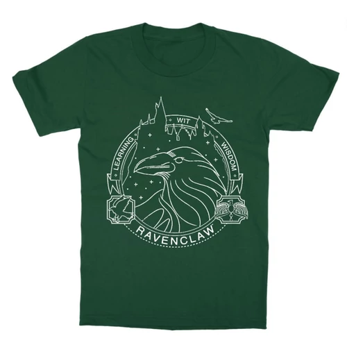 Sötétzöld Harry Potter gyerek rövid ujjú póló - Ravenclaw Lineart