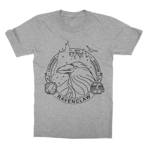 Sportszürke Harry Potter gyerek rövid ujjú póló - Ravenclaw Lineart