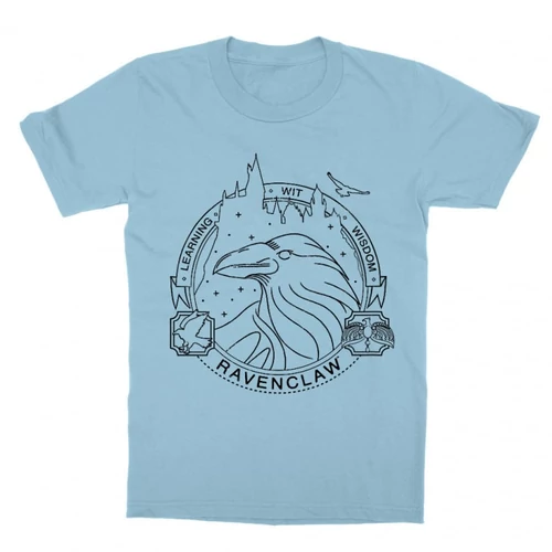 Világoskék Harry Potter gyerek rövid ujjú póló - Ravenclaw Lineart
