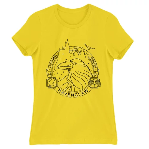 Citromsárga Harry Potter női rövid ujjú póló - Ravenclaw Lineart