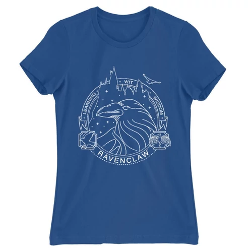 Királykék Harry Potter női rövid ujjú póló - Ravenclaw Lineart