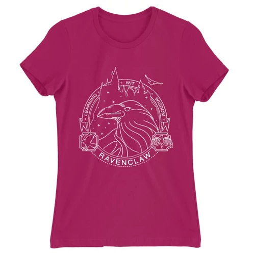 Pink Harry Potter női rövid ujjú póló - Ravenclaw Lineart