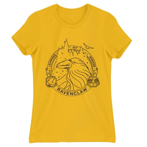 Sárga Harry Potter női rövid ujjú póló - Ravenclaw Lineart