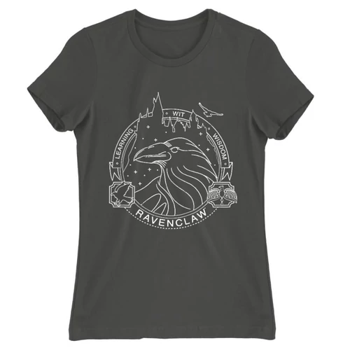 Sötétszürke Harry Potter női rövid ujjú póló - Ravenclaw Lineart