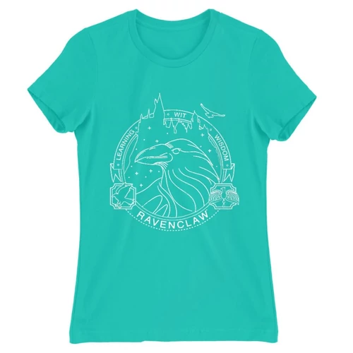 Türkiz Harry Potter női rövid ujjú póló - Ravenclaw Lineart