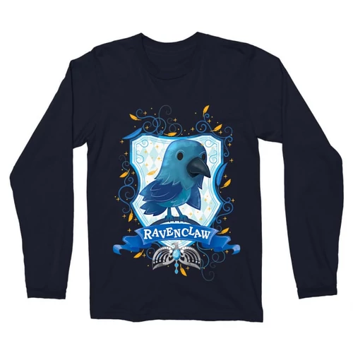 Sötétkék Harry Potter férfi hosszú ujjú póló - Ravenclaw Watercolor