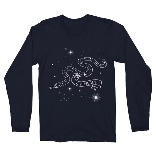 Sötétkék Harry Potter férfi hosszú ujjú póló - Slytherin Constellation