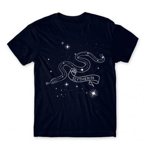 Sötétkék Harry Potter férfi rövid ujjú póló - Slytherin Constellation