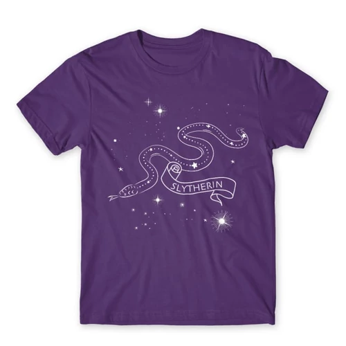 Sötétlila Harry Potter férfi rövid ujjú póló - Slytherin Constellation