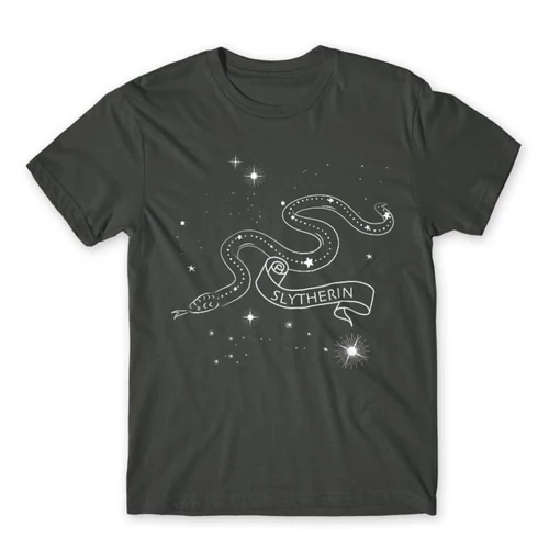 Sötétszürke Harry Potter férfi rövid ujjú póló - Slytherin Constellation