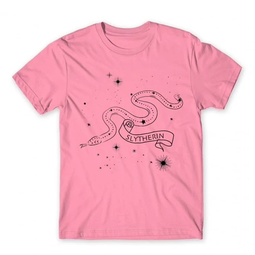 Világos rózsaszín Harry Potter férfi rövid ujjú póló - Slytherin Constellation