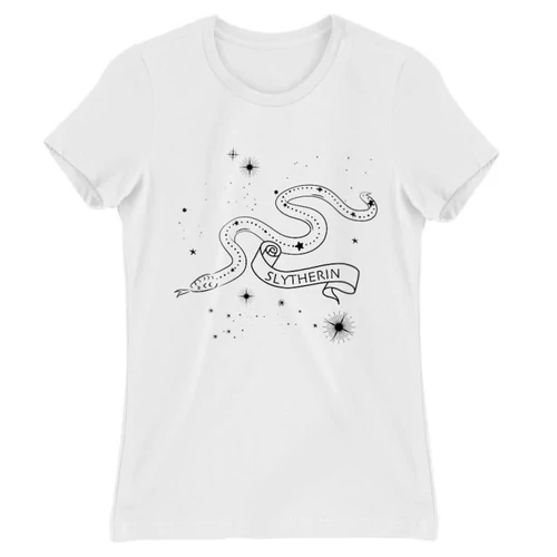 Fehér Harry Potter női rövid ujjú póló - Slytherin Constellation