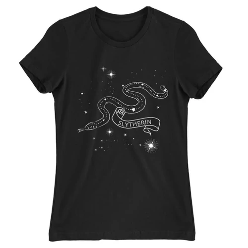 Fekete Harry Potter női rövid ujjú póló - Slytherin Constellation