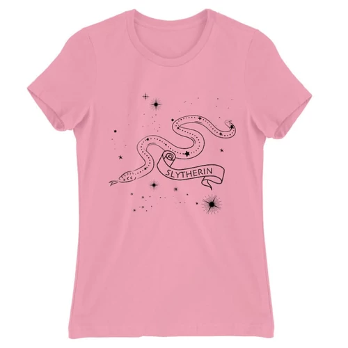Világos rózsaszín Harry Potter női rövid ujjú póló - Slytherin Constellation