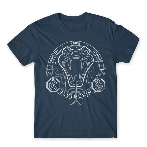 Denim Harry Potter férfi rövid ujjú póló - Slytherin Lineart