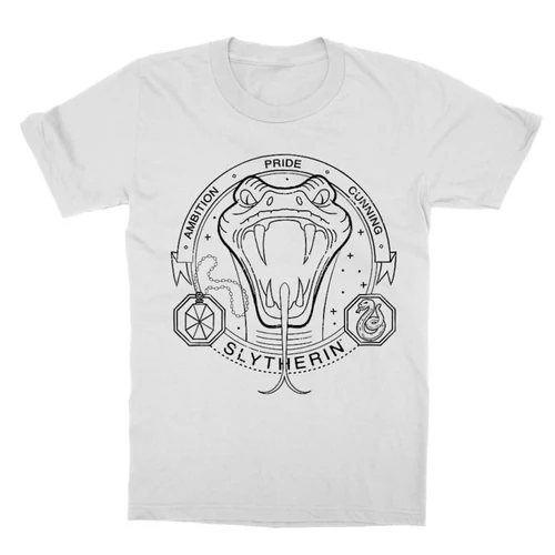 Fehér Harry Potter gyerek rövid ujjú póló - Slytherin Lineart