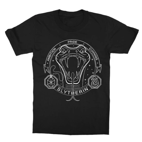 Fekete Harry Potter gyerek rövid ujjú póló - Slytherin Lineart