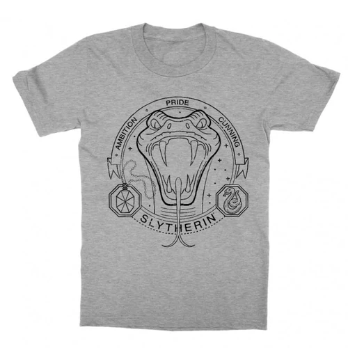 Sportszürke Harry Potter gyerek rövid ujjú póló - Slytherin Lineart