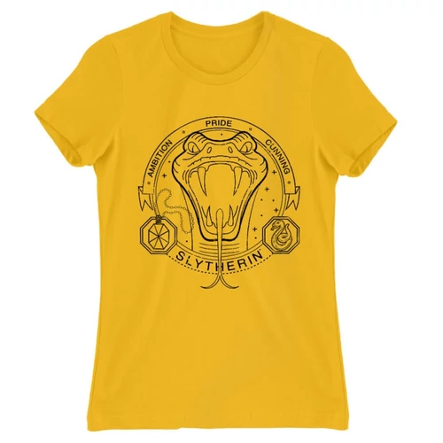Sárga Harry Potter női rövid ujjú póló - Slytherin Lineart