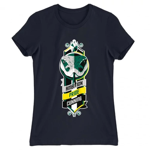 Sötétkék Harry Potter női rövid ujjú póló - Slytherin Values