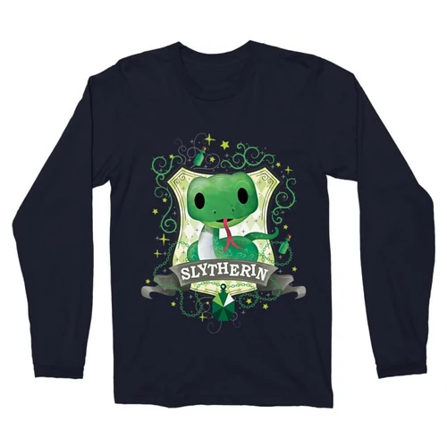 Sötétkék Harry Potter férfi hosszú ujjú póló - Slytherin Watercolor