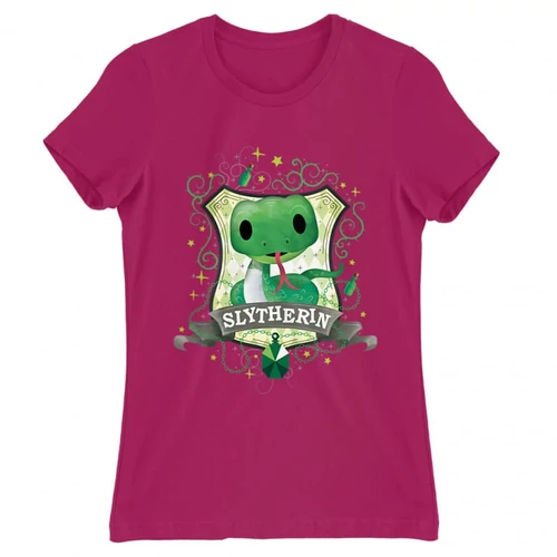 Pink Harry Potter női rövid ujjú póló - Slytherin Watercolor