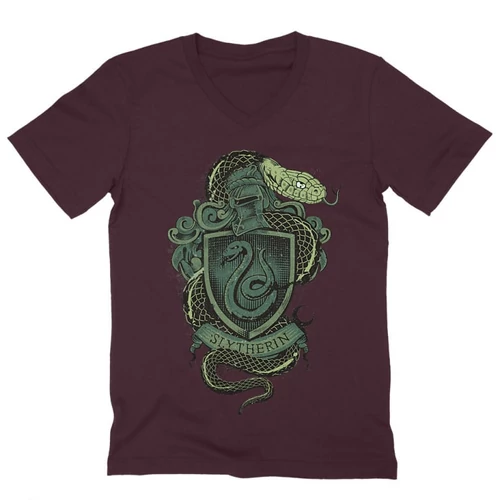 Bordó Harry Potter férfi V-nyakú póló - Slytherin
