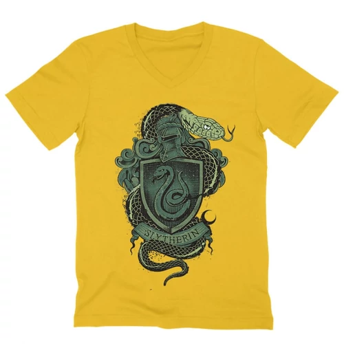 Sárga Harry Potter férfi V-nyakú póló - Slytherin
