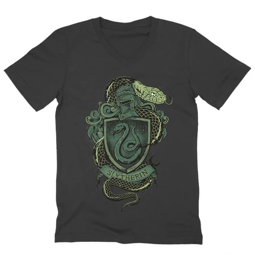 Sötétszürke Harry Potter férfi V-nyakú póló - Slytherin