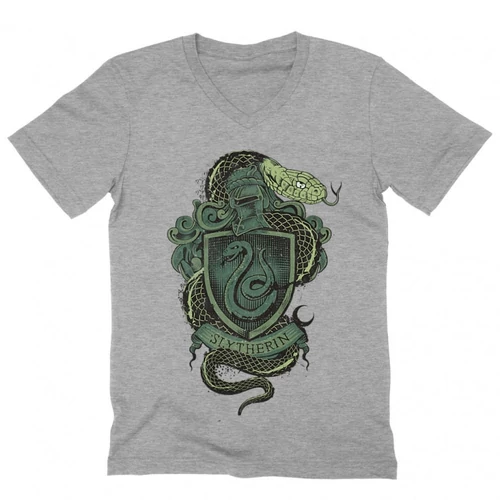 Sportszürke Harry Potter férfi V-nyakú póló - Slytherin
