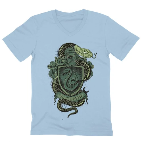 Világoskék Harry Potter férfi V-nyakú póló - Slytherin