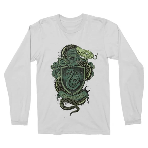 Fehér Harry Potter férfi hosszú ujjú póló - Slytherin