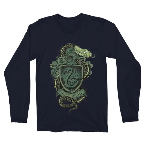 Sötétkék Harry Potter férfi hosszú ujjú póló - Slytherin