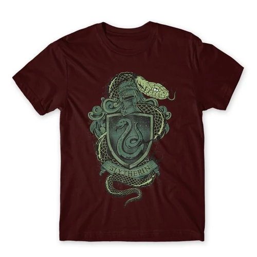 Bordó Harry Potter férfi rövid ujjú póló - Slytherin