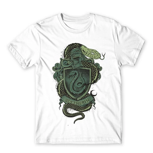 Fehér Harry Potter férfi rövid ujjú póló - Slytherin