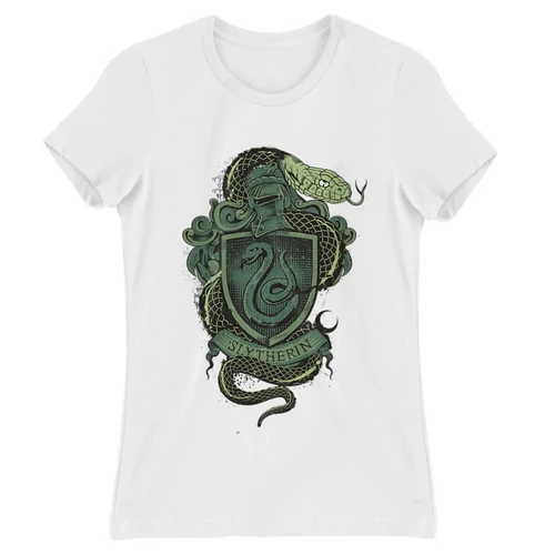 Fehér Harry Potter női rövid ujjú póló - Slytherin
