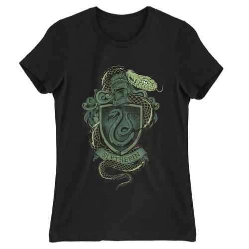 Fekete Harry Potter női rövid ujjú póló - Slytherin