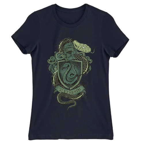 Sötétkék Harry Potter női rövid ujjú póló - Slytherin