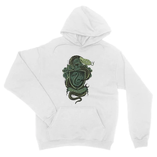 Fehér Harry Potter unisex kapucnis pulóver - Slytherin
