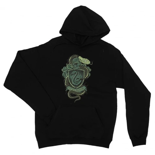 Fekete Harry Potter unisex kapucnis pulóver - Slytherin