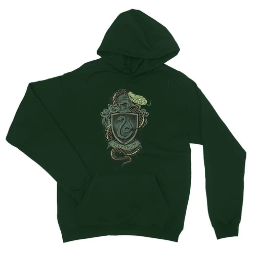 Sötétzöld Harry Potter unisex kapucnis pulóver - Slytherin