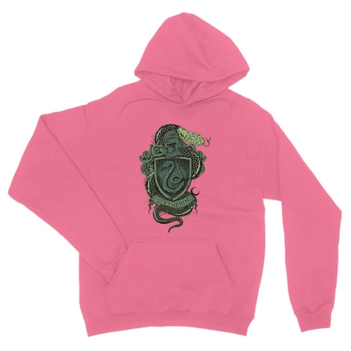 Világos rózsasín Harry Potter unisex kapucnis pulóver - Slytherin
