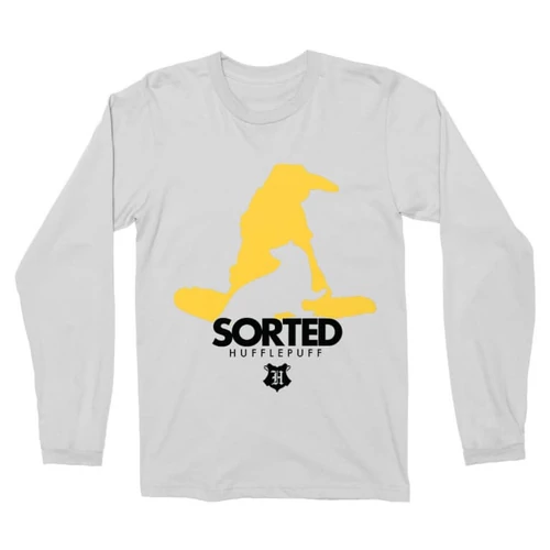 Fehér Harry Potter férfi hosszú ujjú póló - Sorted Hufflepuff