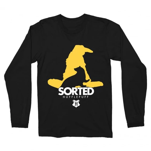 Fekete Harry Potter férfi hosszú ujjú póló - Sorted Hufflepuff