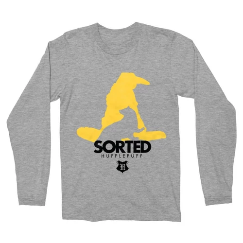 Sportszürke Harry Potter férfi hosszú ujjú póló - Sorted Hufflepuff